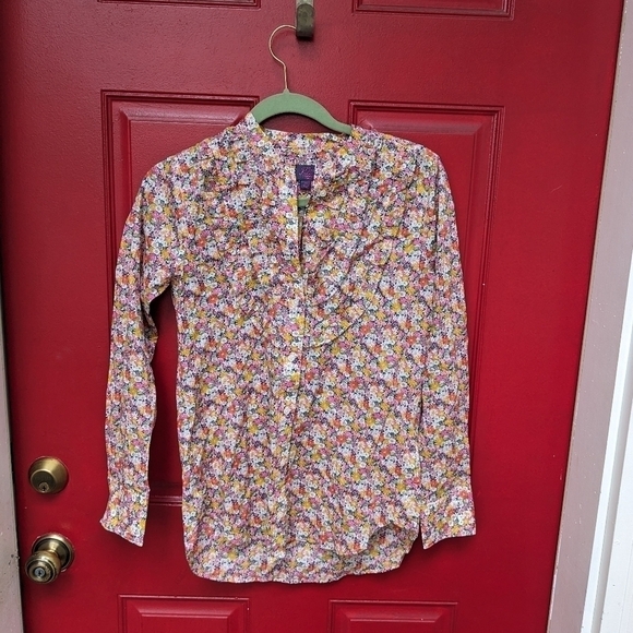 J. Crew Liberty Fabric Libby Floral Ruffle Front Shirt - Picture 2 of 5